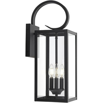 John Timberland Mira Modern Outdoor Wall Light Fixture Flat Black 21 1/2" Clear Glass For Post Exterior Barn Deck House Porch Yard Posts Patio Home
