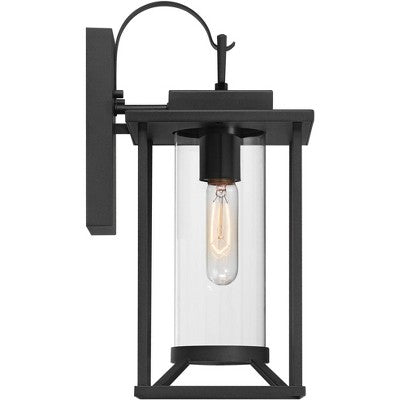 John Timberland Frederick 15 1/2" High Industrial Outdoor Wall Light Fixture Mount Porch House Weatherproof Sand Black Finish Metal Clear Glass Shade