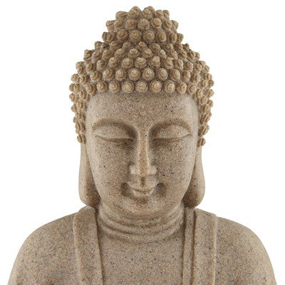 Calm Buddha 22" High Large Indoor Outdoor Decor Sand Stone Floor Fountain With Light LED Waterfall Outside Garden Patio