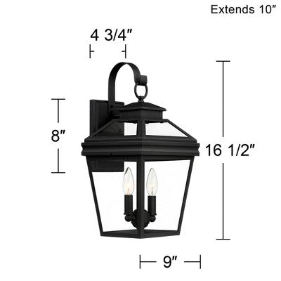 John Timberland Stratton Street Rustic Outdoor Wall Light Fixture Texturized Black 16 1/2" Clear Glass For Post Exterior Barn Deck House Porch Yard