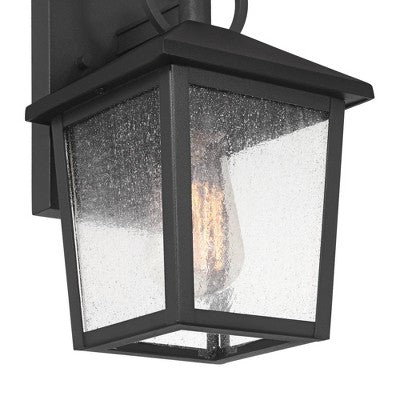 John Timberland Westmont 10 1/2" High Modern Outdoor Wall Light Fixture Mount Porch House Exterior Weatherproof Sand Black Aluminum Seeded Glass Shade