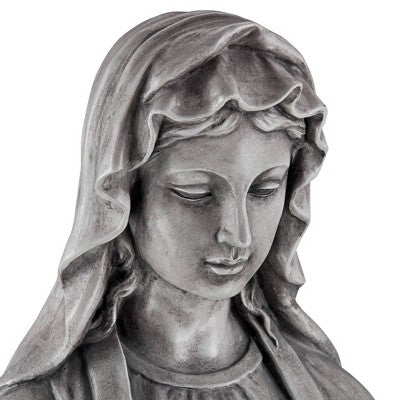 John Timberland Virgin Mary Statue Sculpture Decor Outdoor Garden Front Porch Patio Yard Outside Home Balcony Gray Stone Finish Ceramic 29" Tall