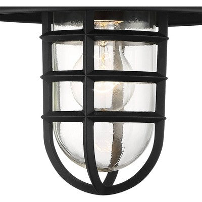 John Timberland Marlowe Rustic Industrial Outdoor Wall Light Fixtures Set Of 2 Black Hooded Cage 13" Clear Glass For Post Exterior Barn