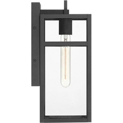 John Timberland San Lucas 14 1/2" High Modern Outdoor Wall Light Fixture Mount Porch House Exterior Weatherproof Sand Black Metal Clear Glass Shade