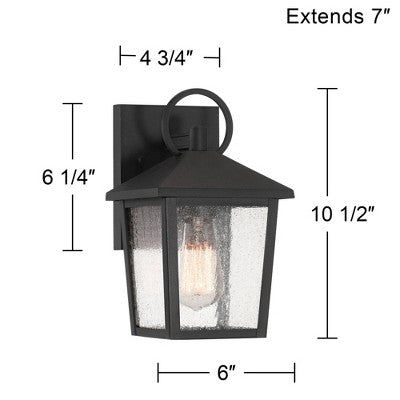 John Timberland Westmont 10 1/2" High Modern Outdoor Wall Light Fixture Mount Porch House Exterior Weatherproof Sand Black Aluminum Seeded Glass Shade