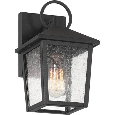 John Timberland Westmont 10 1/2" High Modern Outdoor Wall Light Fixture Mount Porch House Exterior Set Of 2 Sand Black Aluminum Seeded Glass Shade
