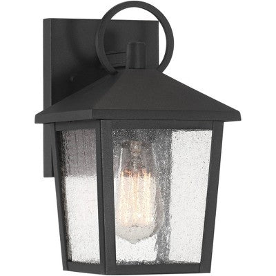 John Timberland Westmont 10 1/2" High Modern Outdoor Wall Light Fixture Mount Porch House Exterior Weatherproof Sand Black Aluminum Seeded Glass Shade