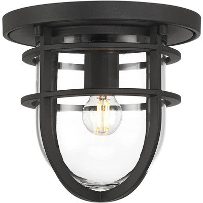 John Timberland Ballast 7 3/4" High Textured Black Outdoor Flush-Mount Ceiling Light