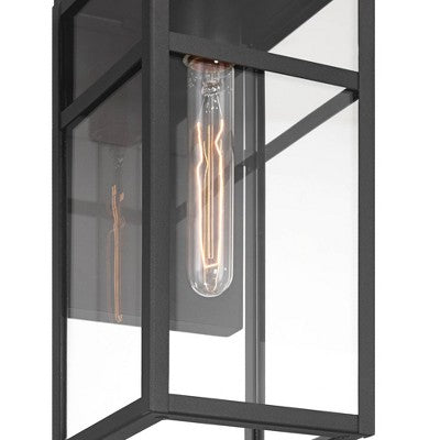 John Timberland San Lucas 14 1/2" High Modern Outdoor Wall Light Fixture Mount Porch House Exterior Weatherproof Sand Black Metal Clear Glass Shade