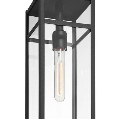 John Timberland San Lucas 19 1/2" High Modern Outdoor Pendant Light Fixture Ceiling Porch House Exterior Hanging Sand Black Metal Clear Glass Shade