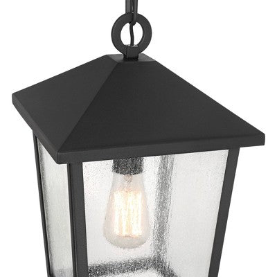John Timberland Westmont 15 3/4" High Modern Outdoor Pendant Light Fixture Ceiling Porch House Hanging Sand Black Aluminum Seeded Glass Shade
