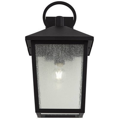 John Timberland Westmont 18" High Modern Outdoor Wall Light Fixture Mount Porch House Exterior Weatherproof Sand Black Aluminum Seeded Glass Shade