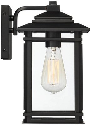 John Timberland North House Mission Outdoor Wall Light Fixtures Set Of 2 Matte Black 12" Clear Glass For Post Exterior Barn Deck House Porch
