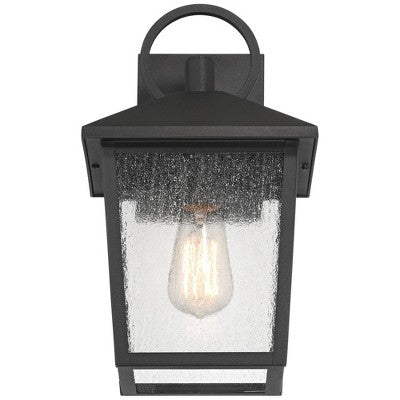 John Timberland Westmont 13 3/4" High Modern Outdoor Wall Light Fixture Mount Porch House Set Of 2 Weatherproof Sand Black Aluminum Seeded Glass Shade