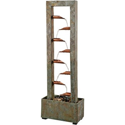  Zigzag Zen 47 3/4" High Large Modern Outdoor Decor Slate And Copper Floor Fountain Cascading Outside Garden Patio Yard Backyard