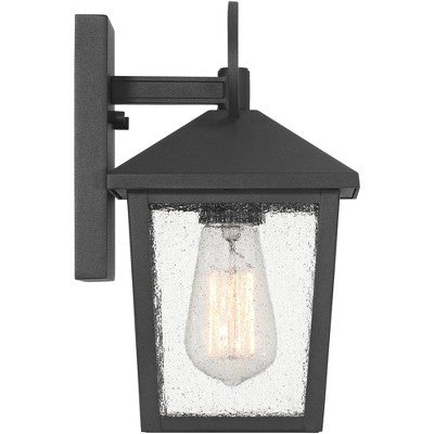  John Timberland Westmont 10 1/2" High Modern Outdoor Wall Light Fixture Mount Porch House Exterior Weatherproof Sand Black Aluminum Seeded Glass Shade