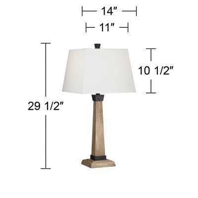  John Timberland Buchan Rustic Farmhouse Table Lamps 29 1/2" Tall Set Of 2 Faux Wood Oatmeal Square Shade For Bedroom Living Room Bedside Nightstand