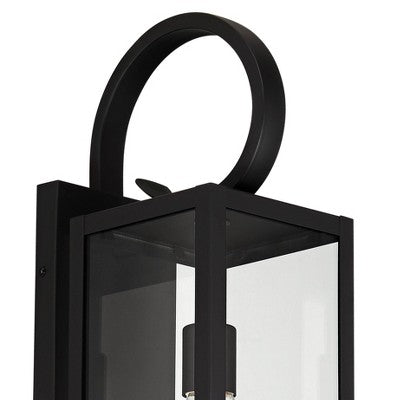  John Timberland Modern Outdoor Wall Light Fixtures Set Of 2 Deep Black 21" Clear Glass For Post Exterior Barn Deck House Porch