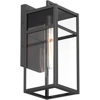  John Timberland San Lucas 14 1/2" High Modern Outdoor Wall Light Fixture Mount Porch House Set Of 2 Weatherproof Sand Black Metal Clear Glass Shade