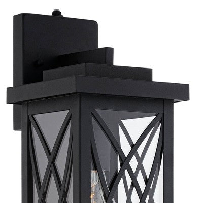  John Timberland Woodland Park Outdoor Wall Light Fixture Black Dusk To Dawn 15" Clear Glass For Post Exterior Barn Deck House Porch Yard Patio Home